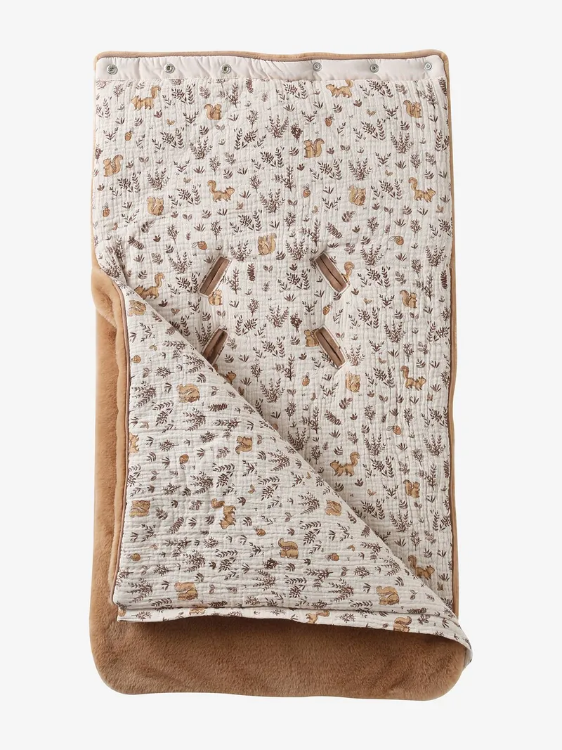 Vertbaudet Baby Winter-Ausfahrsack EICHHÖRNCHEN aus Fellimitat und Musselin cappuccino, Cappuccino, – Produktbild 2 von 4