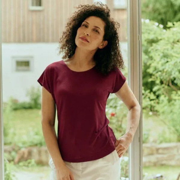 Kokon Zwo Kokon Zwo Basic Shirt mit überschnittenem Arm 43% Seide (peacesilk), 17% Leinen, Rumba red, – Produktbild 1 von 1