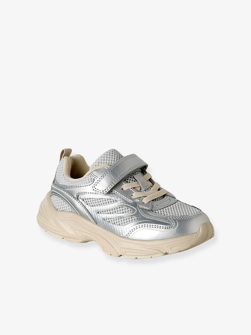 Vertbaudet Vertbaudet Sneakers mit Klettverschluss Mädchen, Silber, – Produktbild 3 von 4
