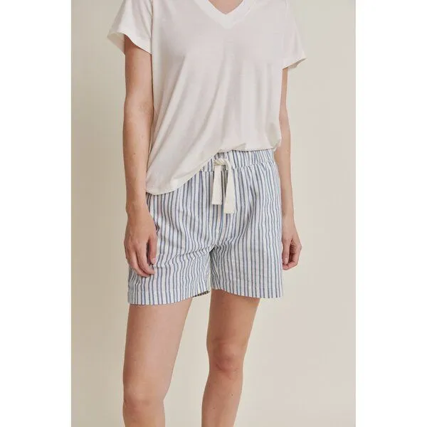 Basic Apparel Basic Apparel Gestreifte Shorts TRUDIE aus Bio-Baumwolle, Natur-blau (birch-blue), – Produktbild 1 von 4