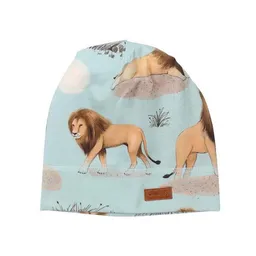 Walkiddy Kinder Beanie „Lion Friends“ GOTS-zertifiziert aus Bio-Baumwolle mintgrün mit Löwenmotiv – Walkiddy – Produktbild 1 von 1
