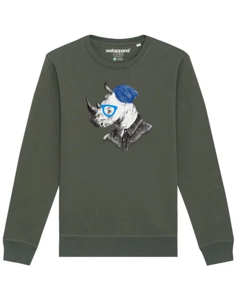 watapparel watapparel Sweatshirt Unisex Nashorn, Khaki, – Produktbild 1 von 4