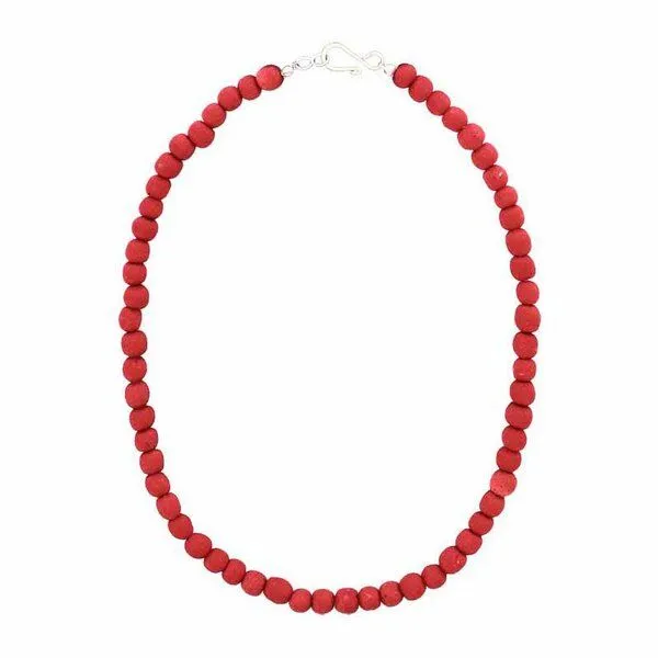 Global Mamas Global Mamas Halskette mit Perlen aus Recycling Glas, 46 cm, Rot, – Produktbild 1 von 1