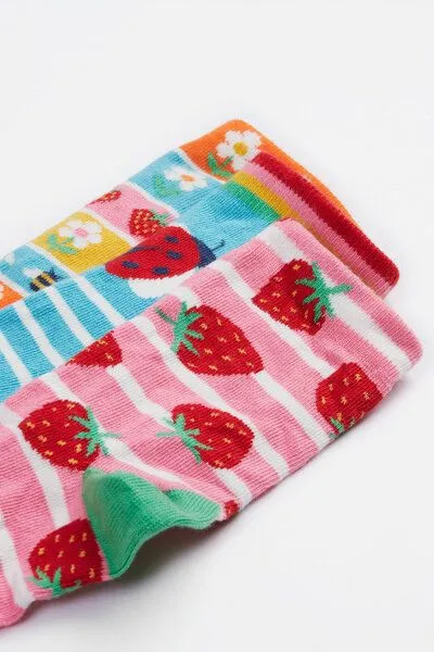 Frugi Frugi Kindersocken in Dreierpack mit Erdbeeren – Produktbild 3 von 3