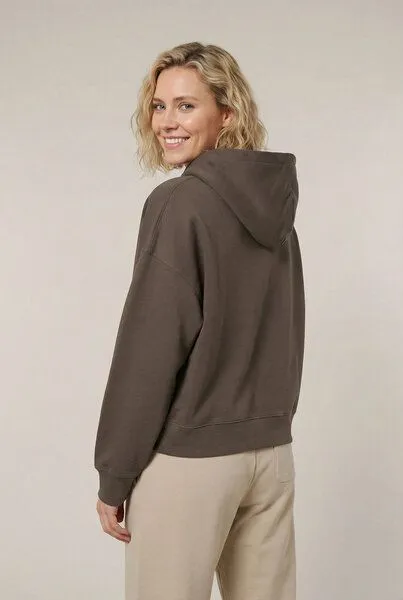 THE FACE OF ELEMENTS The Face of Elements Essential - Relaxed Boxy Fit Hoodie aus 100% Bio-Baumwolle, Mocha (braun), – Produktbild 3 von 4