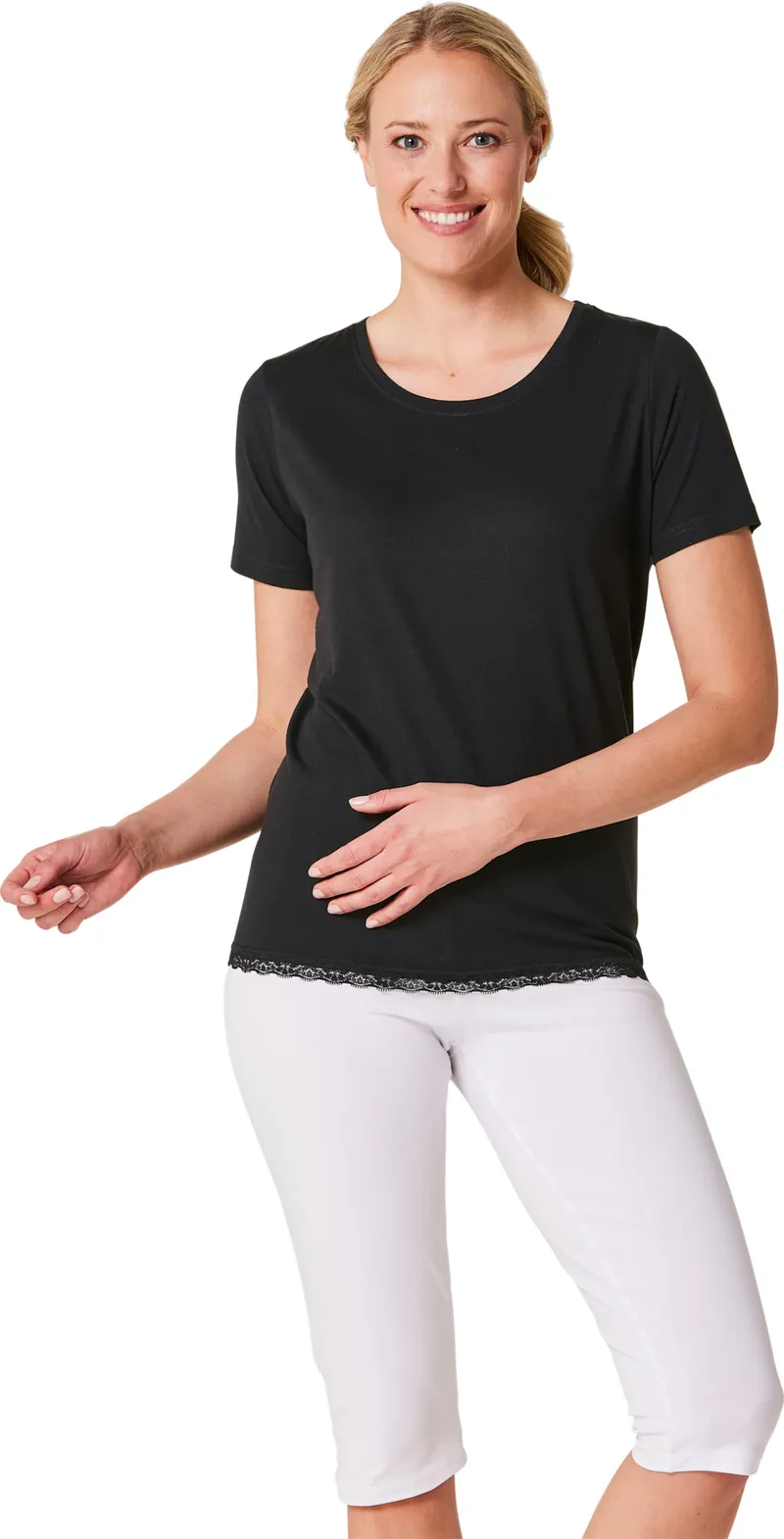 wäschepur Schlafanzug-Shirt schwarz, Schwarz, – Produktbild 2 von 2