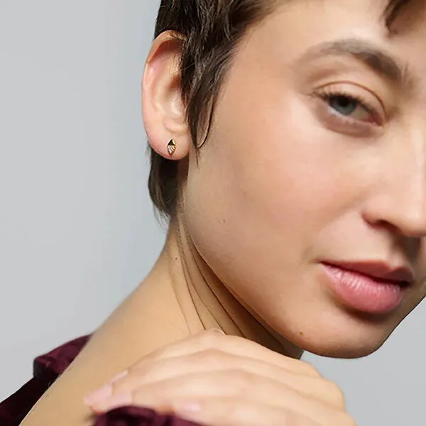 fejn jewelry fejn jewelry Ohrstecker 'pavé double' - mit Zirkonia, Gold, – Produktbild 2 von 3