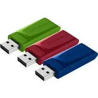 Verbatim Verbatim USB-Stick "Store'n'go Slider" USB 2.0, 16 GB rot, blau, grün, 3 Stk. – Produktbild 1 von 1