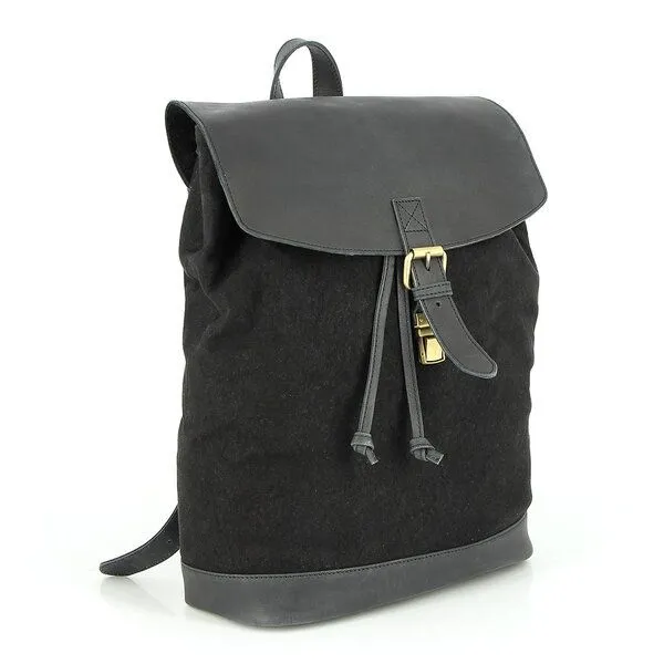 GLOBO Fair Trade GLOBO Fair Trade Lässiger Rucksack NOIDA aus Canvas & mattem Ökoleder, Schwarz, – Produktbild 2 von 4