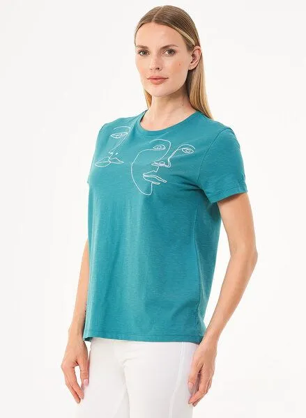 ORGANICATION ORGANICATION T-Shirt aus Bio-Baumwolle mit Stickerei, Grün(petrol green), – Produktbild 1 von 4