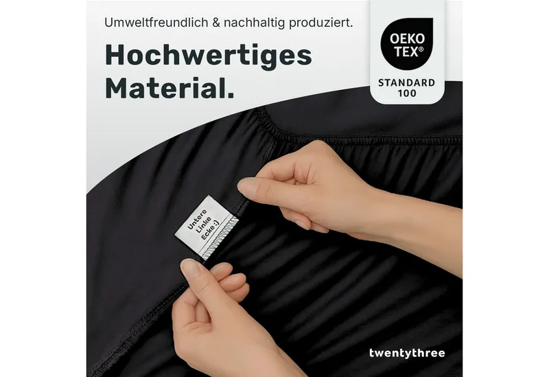 twenty:three® Bettwäsche Lyocell Bettwäsche, Lyocell, 1 teilig, Extra weich, ganzjährig geeignet, 100 % TENCEL™ Lyocell, OEKO-TEX®, Jet black, – Produktbild 5 von 5