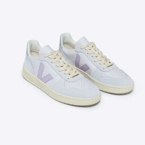 Veja Veja Sneaker Damen - V-10 Leather, Mehrfarbig (gravel parme menthol), – Produktbild 2 von 3