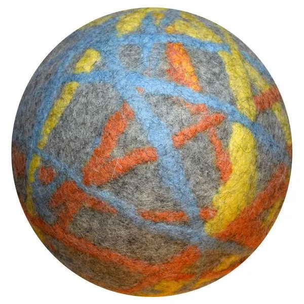 Lou-i Lou-i Filzball Made in Germany Spielball für drinnen, Grau-gelb-hellblau-orange, – Produktbild 1 von 4