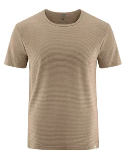 HempAge Hempage Herren vegan T-Shirt Striped Shitake Beige/Natur – Produktbild 1 von 1