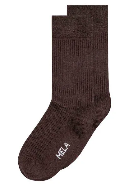 MELA MELA Gerippte Socken 2 Paare aus 100% Bio-Baumwolle, Dunkelbraun, – Produktbild 1 von 1