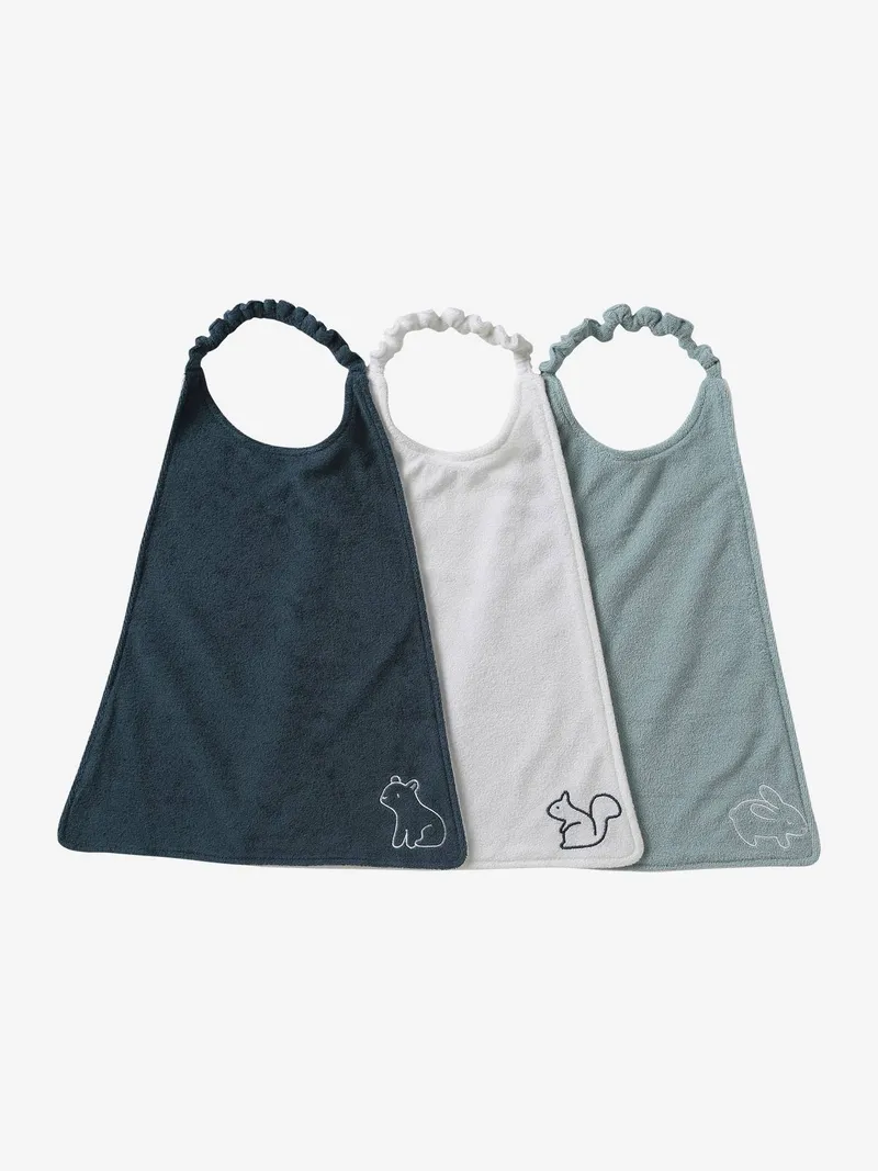 Vertbaudet 3er-Pack Baby Schlupflätzchen BASIC, Pack graublau waldfreunde, – Produktbild 2 von 4