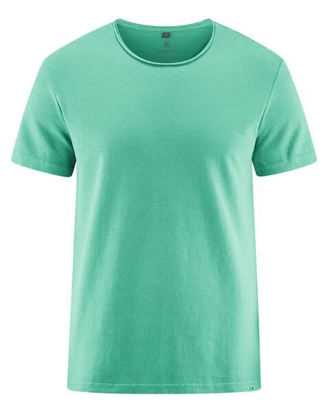 HempAge HempAge T-Shirt mit Rollsaum 56% Biobaumwolle, 44% Hanf, Miami (grün), – Produktbild 3 von 4