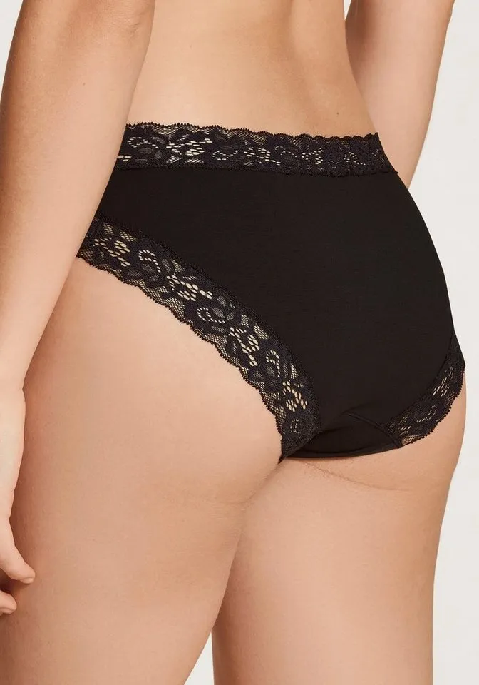 CALIDA CALIDA Slip Natural Comfort Lace verspielte Spitze, Regular-Cut, elastischer Single Jersey, weich, Schwarz, – Produktbild 4 von 5