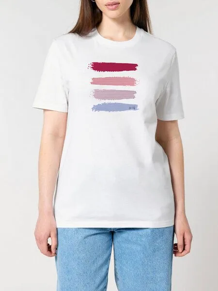 Human Family Human Family Bio Unisex Rundhals T-Shirt "Red Acryl Stripes", Weiss, – Produktbild 2 von 2