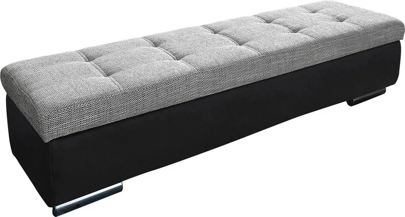 DOMO collection Hocker TREVISO XXL: 161x60x41 cm, mit Stauraum, auch in Cord, passend zur Serie, moderne Steppung, Schwarz, – Produktbild 2 von 5