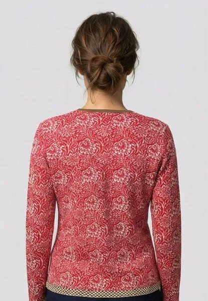 LANA Organic LANA Organic Strickjacke Jaquardmuster für Damen, Modell Lena, Luana tomate - ecru, – Produktbild 3 von 4