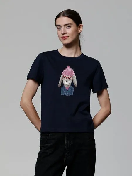 watapparel watapparel T-Shirt Frauen Hase, French navy, – Produktbild 2 von 3