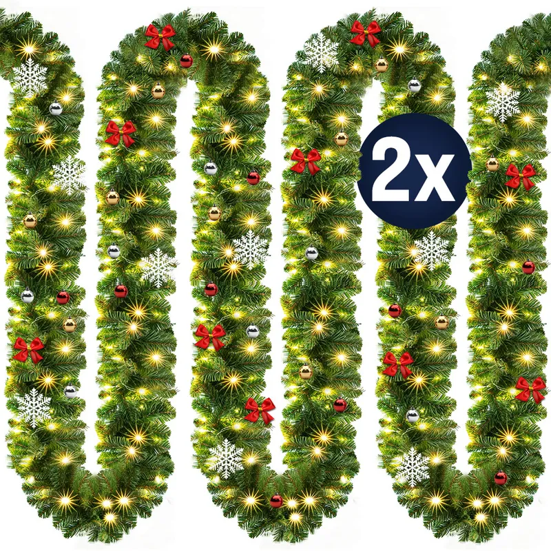 Casaria® Weihnachtsgirlande 2er-Set 10m In-/Outdoor geschmückt – Produktbild 1 von 1