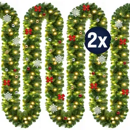 Casaria® Weihnachtsgirlande 2er-Set 10m In-/Outdoor geschmückt – Produktbild 1 von 1