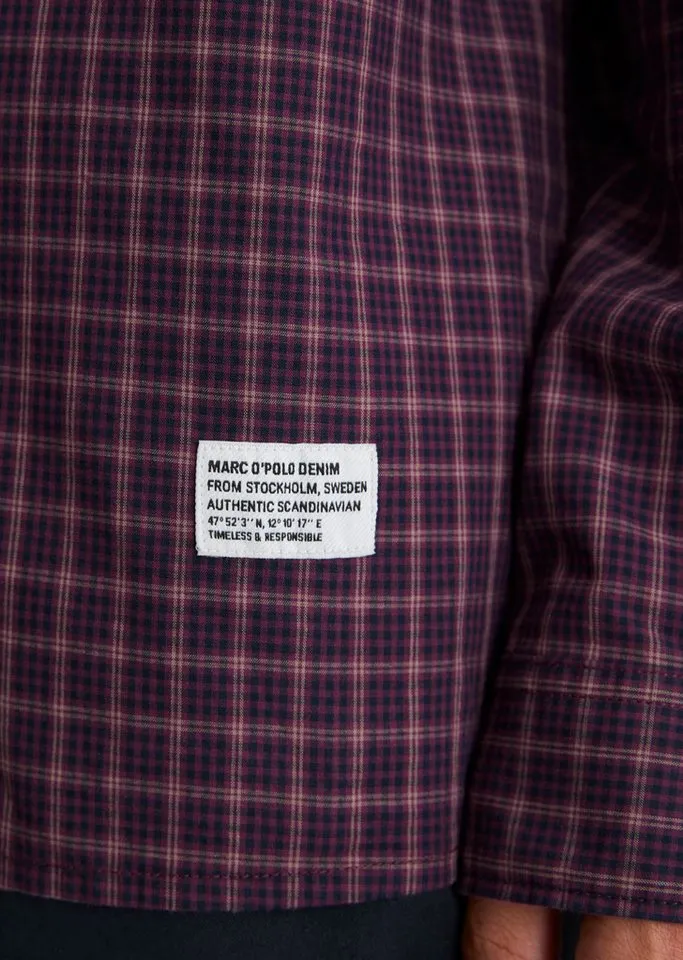 Marc O'Polo DENIM Langarmhemd aus kariertem Bio-Baumwoll-Popeline, Lila, – Produktbild 4 von 5