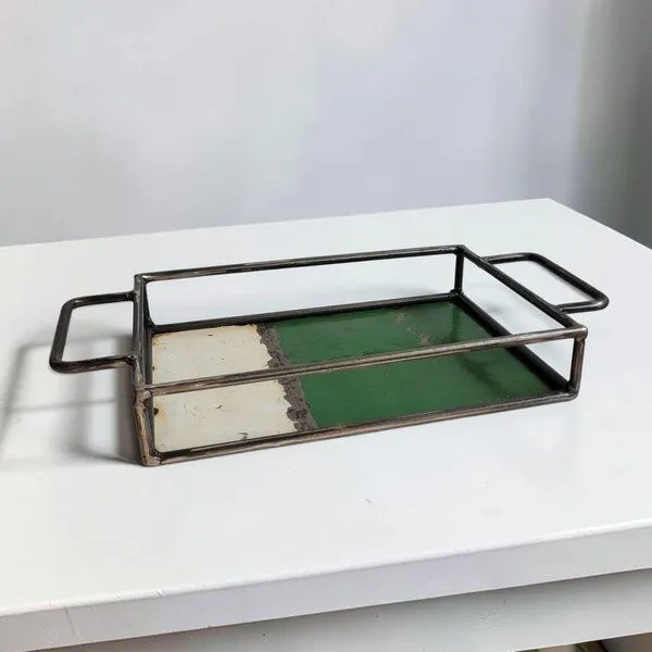 Moogoo Creative Africa Moogoo Creative Africa Upcycling Tablett aus recycelten Ölfässern, Grün&weiß, – Produktbild 3 von 7