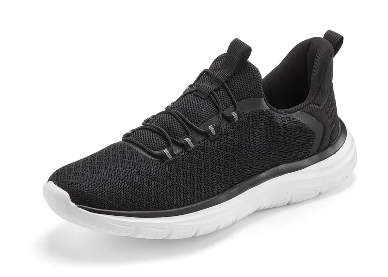 John Devin John Devin Halbschuhe, Freizeitschuhe, Turnschuh, Slip-On-Sneaker Sneaker mit elastischen Bändern für schnelles Reinschlüpfen, Unisex VEGAN, Schwarz, – Produktbild 1 von 5