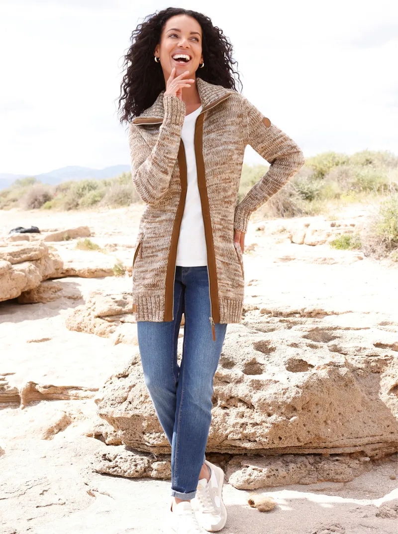 Witt Longstrickjacke, Braun-ecru-meliert, – Produktbild 1 von 1