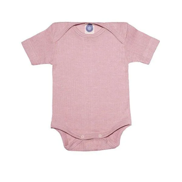 Cosilana Cosilana Baby Body Kurzarm Bio Baumwolle kbT Wolle Seide, Pink meliert, – Produktbild 1 von 1