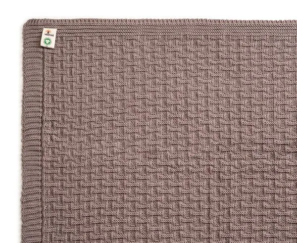 Sonnenstrick Sonnenstrick – Bio Baby-Strickdecke "Karostrickmotiv" (100 x 90 cm) Bio-Baumwolle, Taupe, – Produktbild 2 von 4