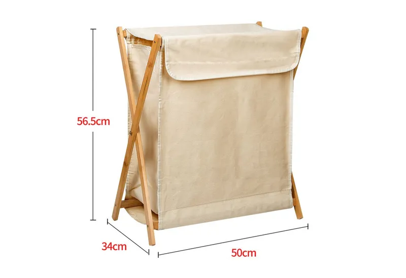 JEOBEST Wäschekorb Wäschekorb aus Bambus, Wäscheschrank, Klappbarer Wäschesortierer, (1 St) mit Wäschesammler, X-förmige Wäschebox, Beige, – Produktbild 1 von 5
