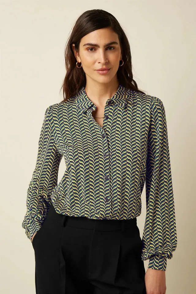 king louie king louie Hemdbluse Maisie Blouse Marais - lässige Hemdbluse mit Zickzackmuster, Blau, – Produktbild 2 von 4