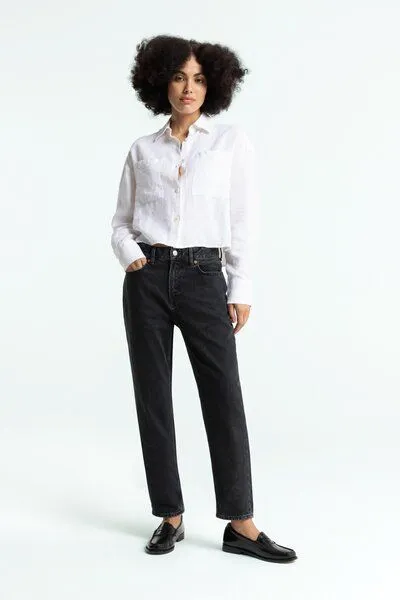 Kings Of Indigo Kings Of Indigo Jeans Caroline Cropped High Rise Tapered Holo Grey Used – Produktbild 2 von 4