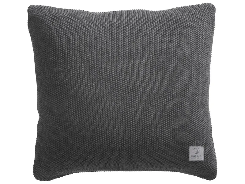 HANS NATUR HANS NATUR Kissenbezug 40x40 cm Bio-Baumwolle Strick Mit Reißverschluss, Grau, – Produktbild 1 von 2