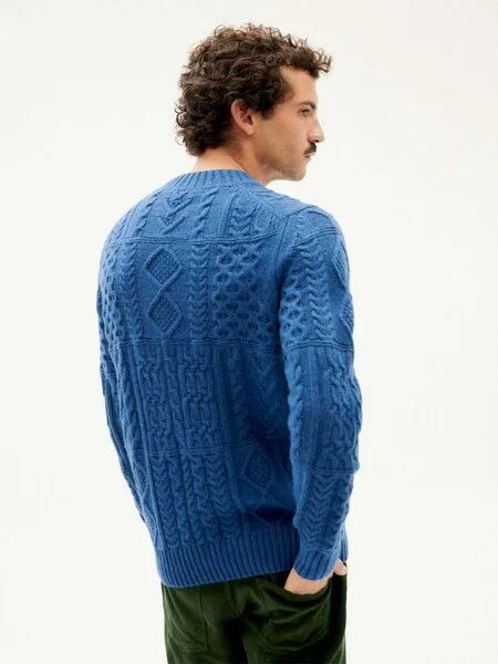 thinking mu thinking mu weiches Sweatshirt - Rasta Knitted Sweater - aus Wolle (bio), Navy (blau), – Produktbild 2 von 4