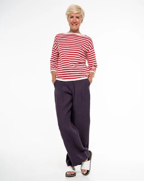 Alma & Lovis Alma & Lovis Lässiges 3/4 Arm Ringelshirt aus Organic Cotton | Ringel Longsleeve, Tango (rot-weiss), – Produktbild 2 von 4