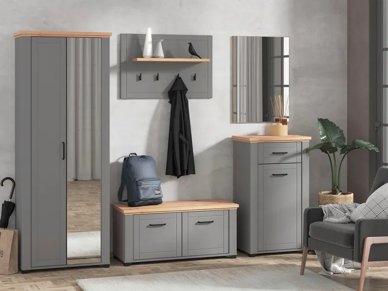 Home affaire Garderobenschrank Valencia, Grau, – Produktbild 1 von 5