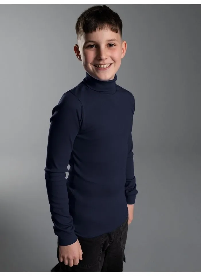 Trigema Rollkragenshirt TRIGEMA Langarm Ski- und Sport-Rollkragenpullover (1-tlg), Blau, – Produktbild 3 von 4