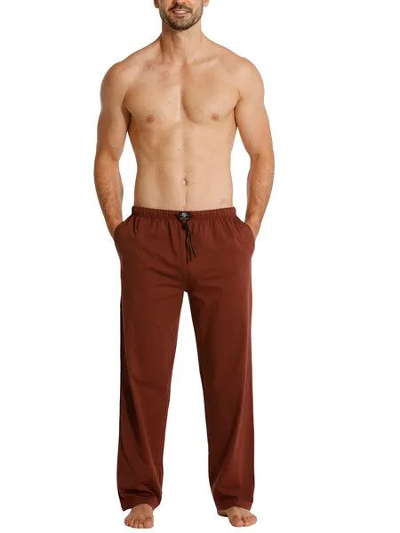 Haasis Bodywear Haasis Bodywear Herren Pyjamahose lang mit Seitentaschen, Single Jersey, reine Baumwolle, Bordeaux, – Produktbild 3 von 4