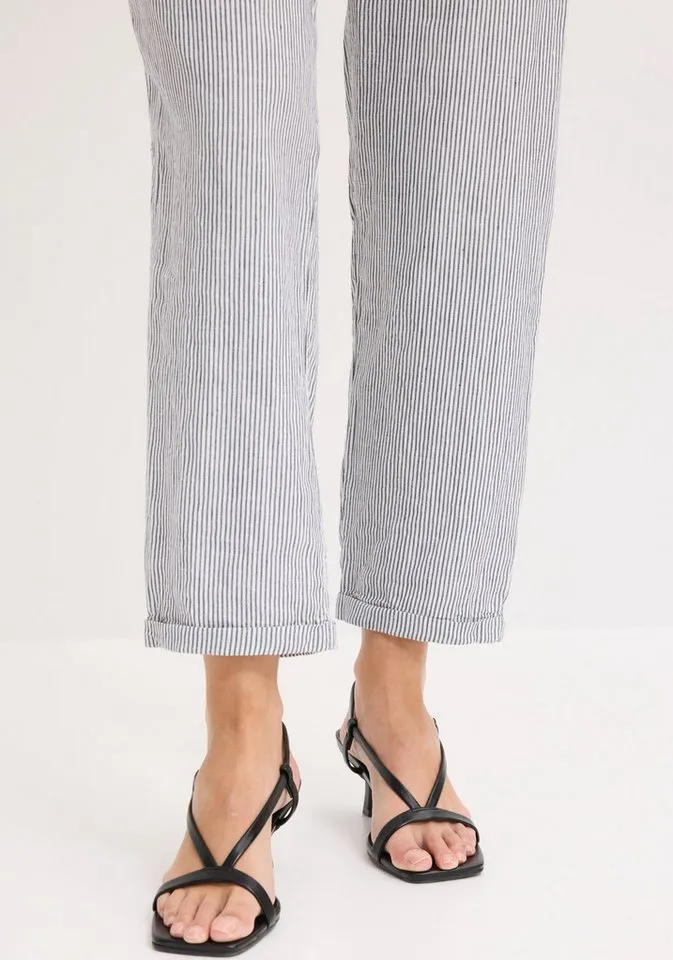 bonprix Leinenhose (1-tlg) aus Leinen und Lyocell, mit Elastik-Bündchen, Regular Fit, Blau, – Produktbild 1 von 5