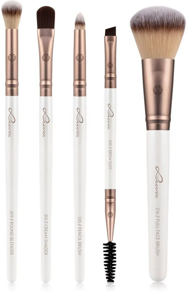 Luvia Cosmetics Kosmetikpinsel-Set DAILY SELECTION, 5 tlg., Nurai-Pinselhaar, vegan und hautfreundlich, verliert keine Haare., Weiß, – Produktbild 2 von 4