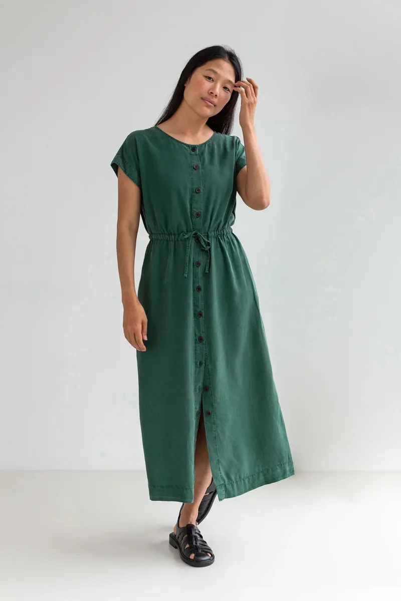 TWOTHIRDS TWOTHIRDS Damen vegan Kleid Marasusa Dunkelgrün, Dunkelgrün, – Produktbild 1 von 2