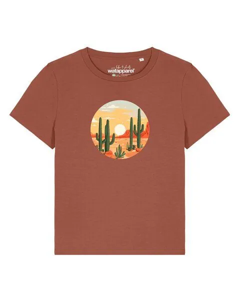 watapparel watapparel T-Shirt Frauen Sonnenuntergang in der Wüste, Heritage brown, – Produktbild 1 von 4