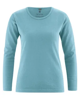 HempAge Hempage Damen vegan Langarmshirt Basic Wave Blau – Produktbild 1 von 1