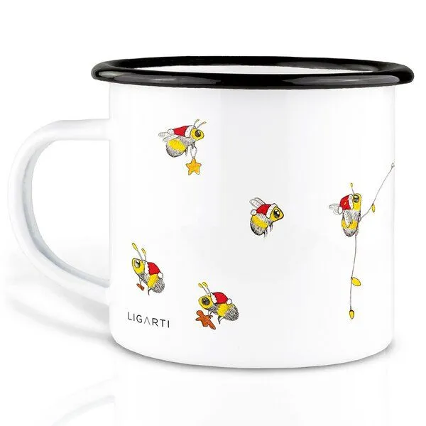 LIGARTI Emaille Tasse – Weihnachtsbienen – LIGARTI Tiermanufaktur – Produktbild 2 von 4