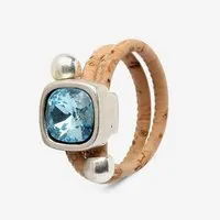 Kork Deko Kork-Deko Exotischer Kork-Ring blau – vegane Eleganz mit Brillant-Applikation – Produktbild 1 von 1